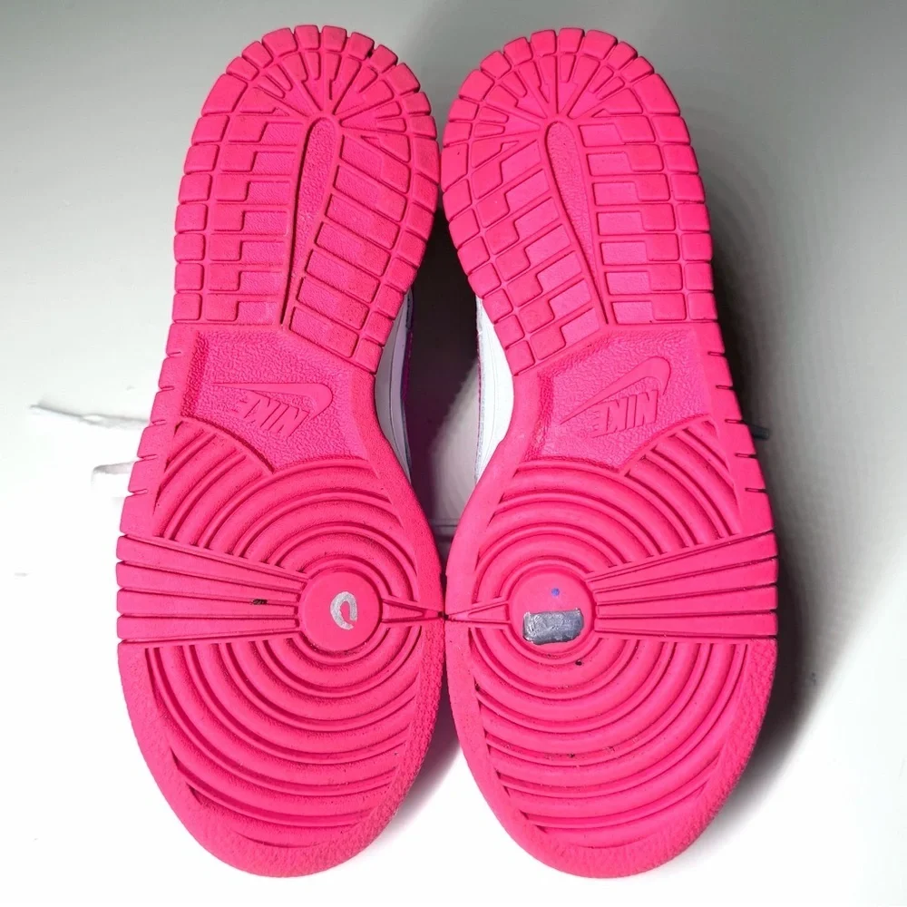 Nike Big Kids Dunk Low GS White/Laser Fuchsia Casual Sneakers Size- 5Y